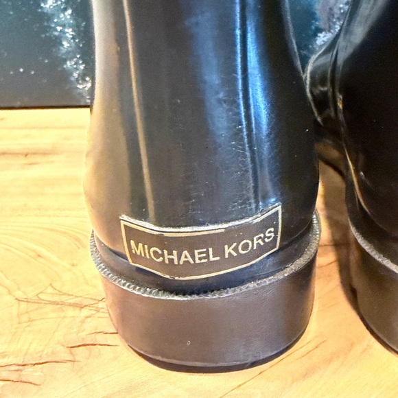 Michael Kors MK Logo Mid-Calf Dark Green & Brown Rain Boots - Picture 6 of 9